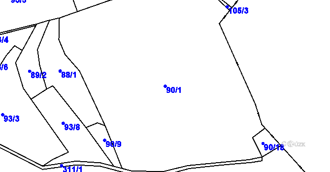 Parcela st. 90/1 v KÚ Smržov u Českého Dubu, Katastrální mapa