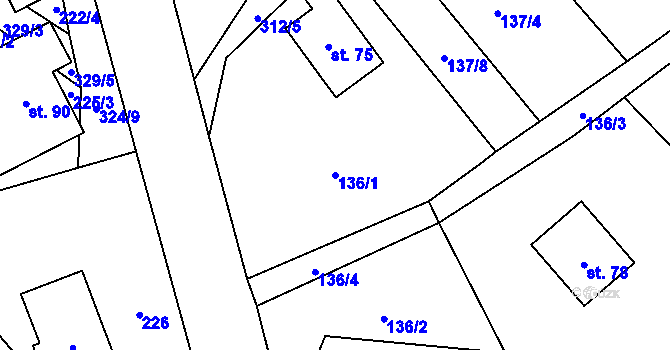 Parcela st. 136/1 v KÚ Smržov u Českého Dubu, Katastrální mapa