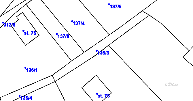 Parcela st. 136/3 v KÚ Smržov u Českého Dubu, Katastrální mapa