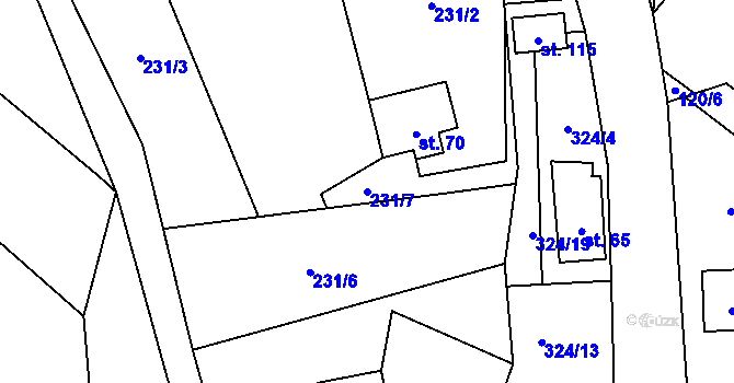 Parcela st. 231/7 v KÚ Smržov u Českého Dubu, Katastrální mapa