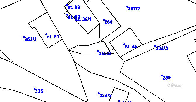 Parcela st. 256/2 v KÚ Smržov u Českého Dubu, Katastrální mapa