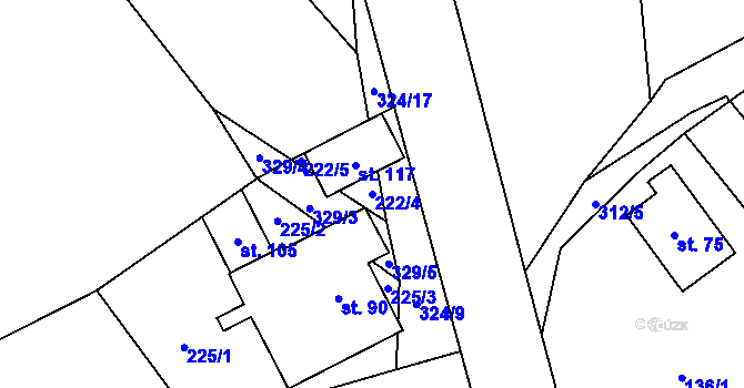 Parcela st. 222/4 v KÚ Smržov u Českého Dubu, Katastrální mapa