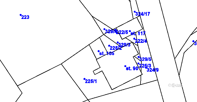 Parcela st. 105 v KÚ Smržov u Českého Dubu, Katastrální mapa