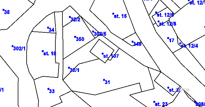 Parcela st. 107 v KÚ Smržov u Českého Dubu, Katastrální mapa