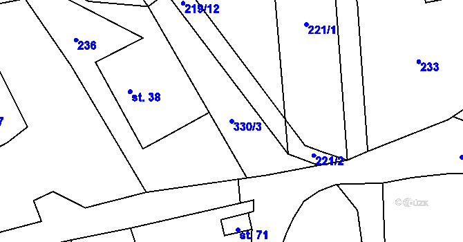 Parcela st. 330/3 v KÚ Smržov u Českého Dubu, Katastrální mapa