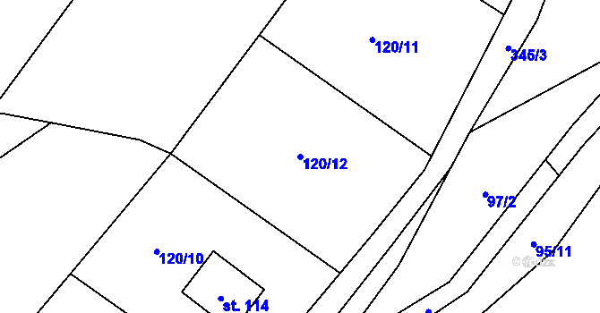 Parcela st. 120/12 v KÚ Smržov u Českého Dubu, Katastrální mapa