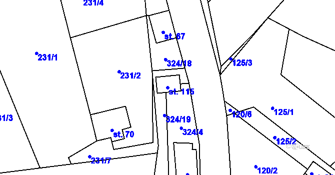 Parcela st. 115 v KÚ Smržov u Českého Dubu, Katastrální mapa