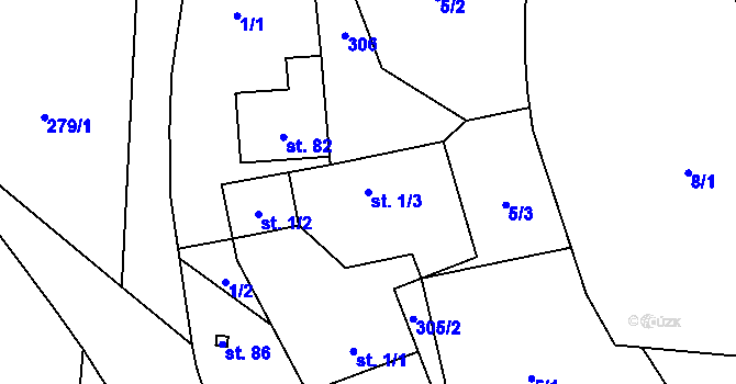Parcela st. 1/3 v KÚ Smržov u Českého Dubu, Katastrální mapa
