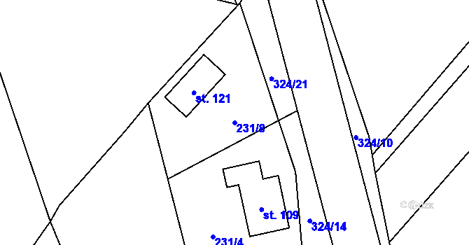 Parcela st. 231/8 v KÚ Smržov u Českého Dubu, Katastrální mapa