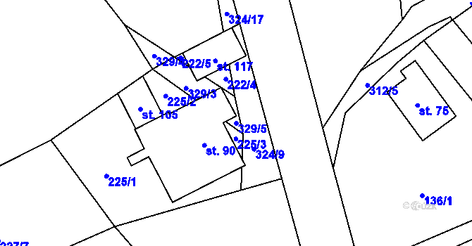 Parcela st. 329/5 v KÚ Smržov u Českého Dubu, Katastrální mapa