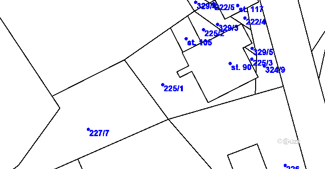 Parcela st. 225/1 v KÚ Smržov u Českého Dubu, Katastrální mapa