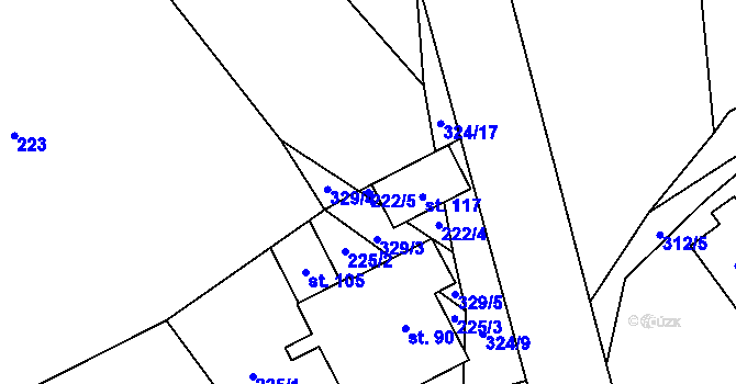 Parcela st. 222/5 v KÚ Smržov u Českého Dubu, Katastrální mapa