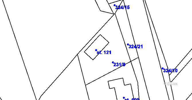 Parcela st. 121 v KÚ Smržov u Českého Dubu, Katastrální mapa