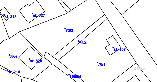 Parcela st. 72/4 v KÚ Český Jiřetín, Katastrální mapa