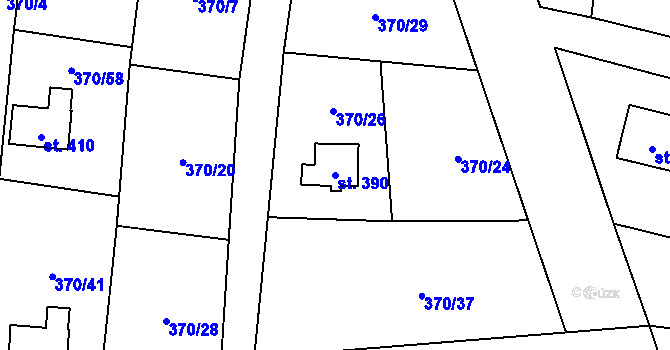 Parcela st. 390 v KÚ Český Jiřetín, Katastrální mapa