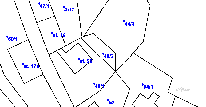 Parcela st. 49/2 v KÚ Český Jiřetín, Katastrální mapa