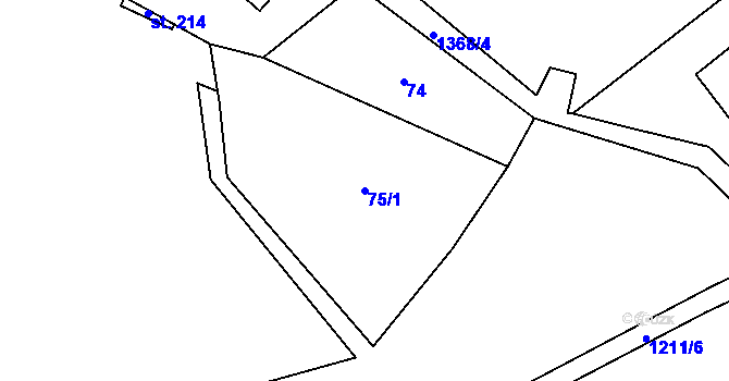Parcela st. 75/1 v KÚ Český Jiřetín, Katastrální mapa