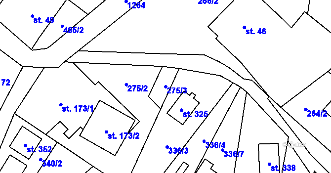 Parcela st. 275/3 v KÚ Český Jiřetín, Katastrální mapa