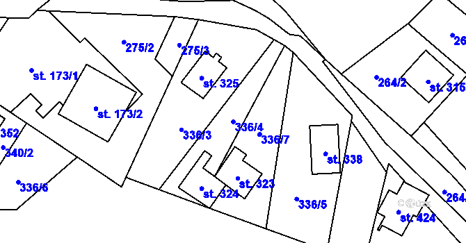 Parcela st. 336/4 v KÚ Český Jiřetín, Katastrální mapa