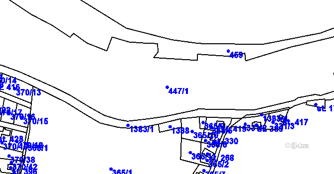 Parcela st. 447/1 v KÚ Český Jiřetín, Katastrální mapa