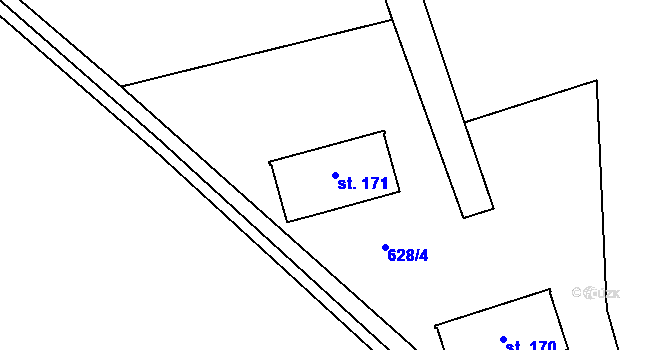 Parcela st. 171 v KÚ Fláje, Katastrální mapa