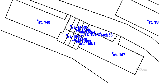 Parcela st. 159/1 v KÚ Fláje, Katastrální mapa
