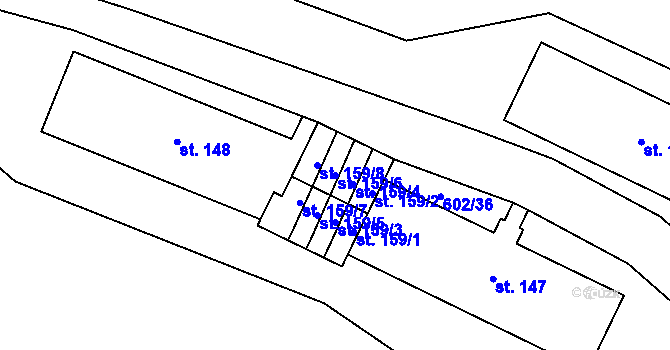 Parcela st. 159/6 v KÚ Fláje, Katastrální mapa