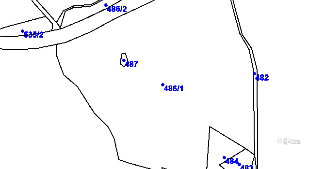 Parcela st. 486/1 v KÚ Fláje, Katastrální mapa