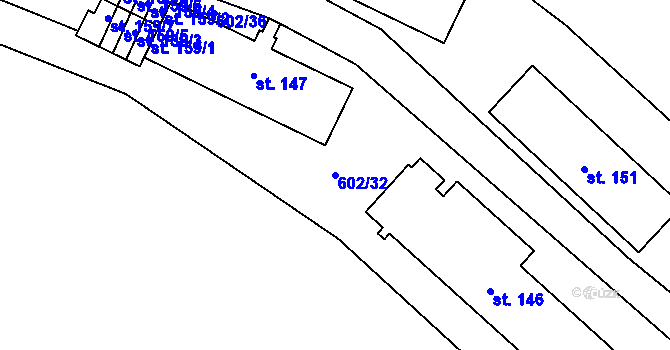 Parcela st. 602/32 v KÚ Fláje, Katastrální mapa