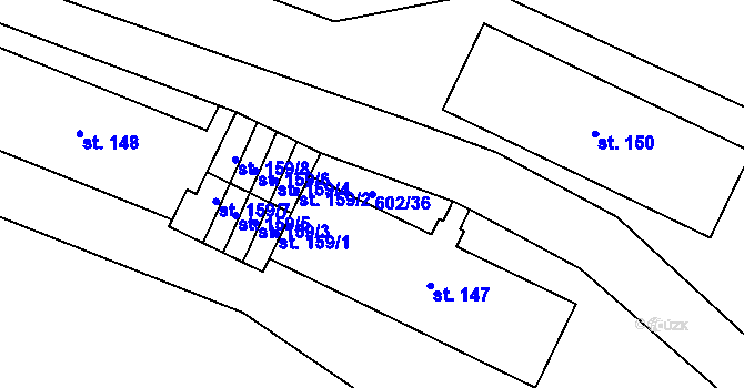 Parcela st. 602/36 v KÚ Fláje, Katastrální mapa