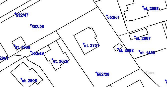 Parcela st. 3701 v KÚ Český Krumlov, Katastrální mapa