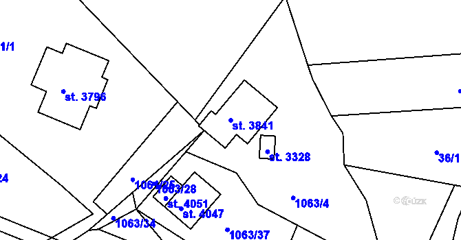 Parcela st. 3841 v KÚ Český Krumlov, Katastrální mapa
