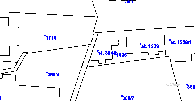 Parcela st. 3844 v KÚ Český Krumlov, Katastrální mapa