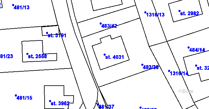 Parcela st. 4031 v KÚ Český Krumlov, Katastrální mapa