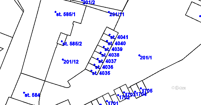 Parcela st. 4038 v KÚ Český Krumlov, Katastrální mapa