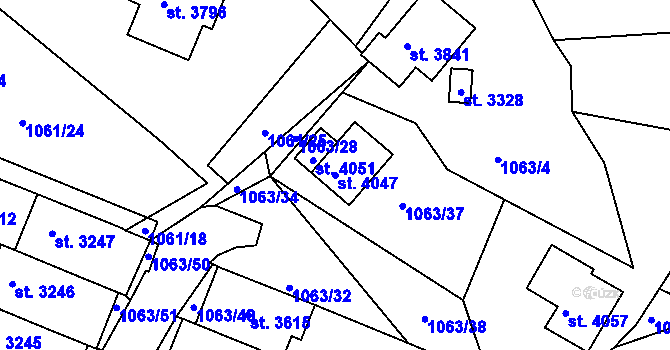 Parcela st. 4047 v KÚ Český Krumlov, Katastrální mapa