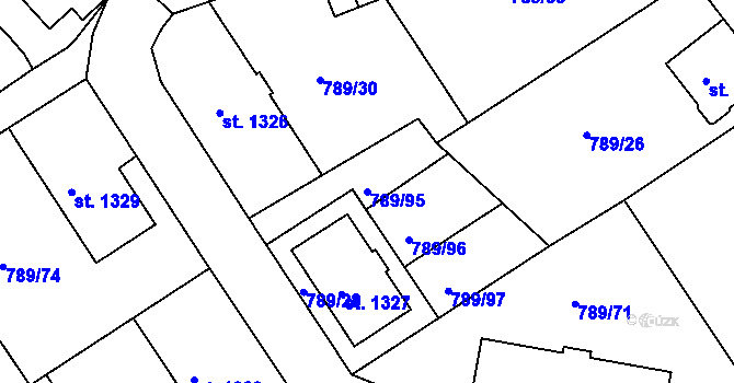Parcela st. 789/95 v KÚ Český Krumlov, Katastrální mapa