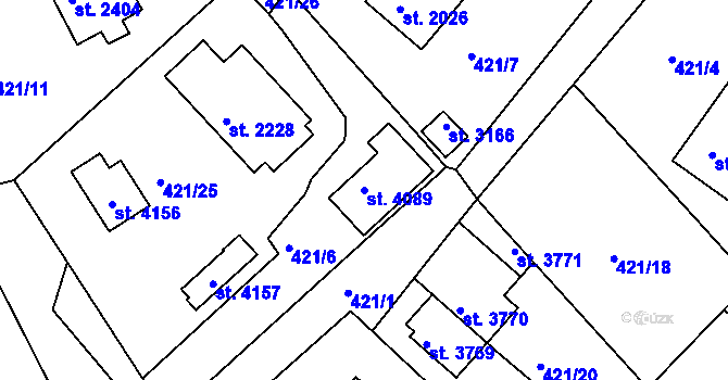 Parcela st. 4089 v KÚ Český Krumlov, Katastrální mapa