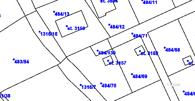 Parcela st. 484/130 v KÚ Český Krumlov, Katastrální mapa