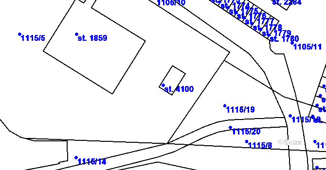 Parcela st. 4100 v KÚ Český Krumlov, Katastrální mapa