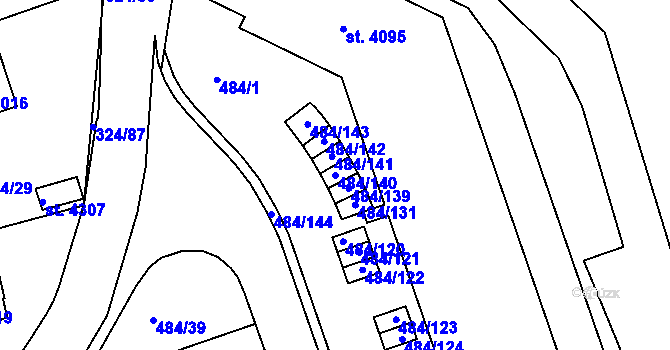 Parcela st. 484/140 v KÚ Český Krumlov, Katastrální mapa