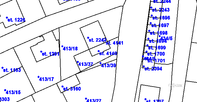 Parcela st. 4140 v KÚ Český Krumlov, Katastrální mapa