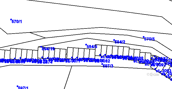 Parcela st. 594/5 v KÚ Český Krumlov, Katastrální mapa