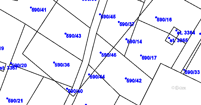 Parcela st. 590/46 v KÚ Český Krumlov, Katastrální mapa