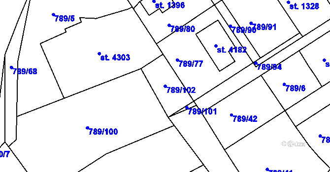 Parcela st. 789/102 v KÚ Český Krumlov, Katastrální mapa