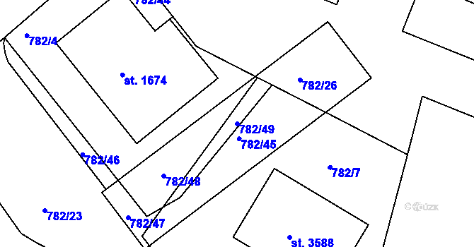 Parcela st. 782/49 v KÚ Český Krumlov, Katastrální mapa