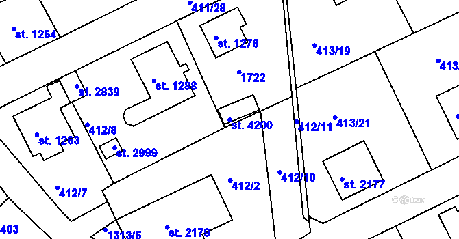 Parcela st. 4200 v KÚ Český Krumlov, Katastrální mapa