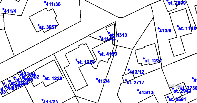 Parcela st. 4199 v KÚ Český Krumlov, Katastrální mapa