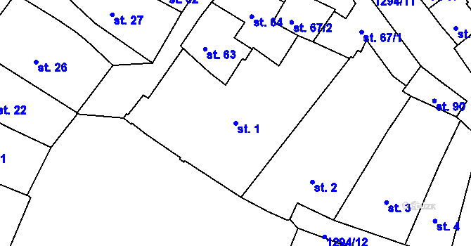 Parcela st. 1 v KÚ Český Krumlov, Katastrální mapa
