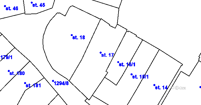 Parcela st. 17 v KÚ Český Krumlov, Katastrální mapa